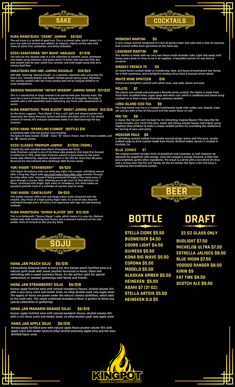 Kingpot Pocatello Korean BBQ & Hotpot Menu 2