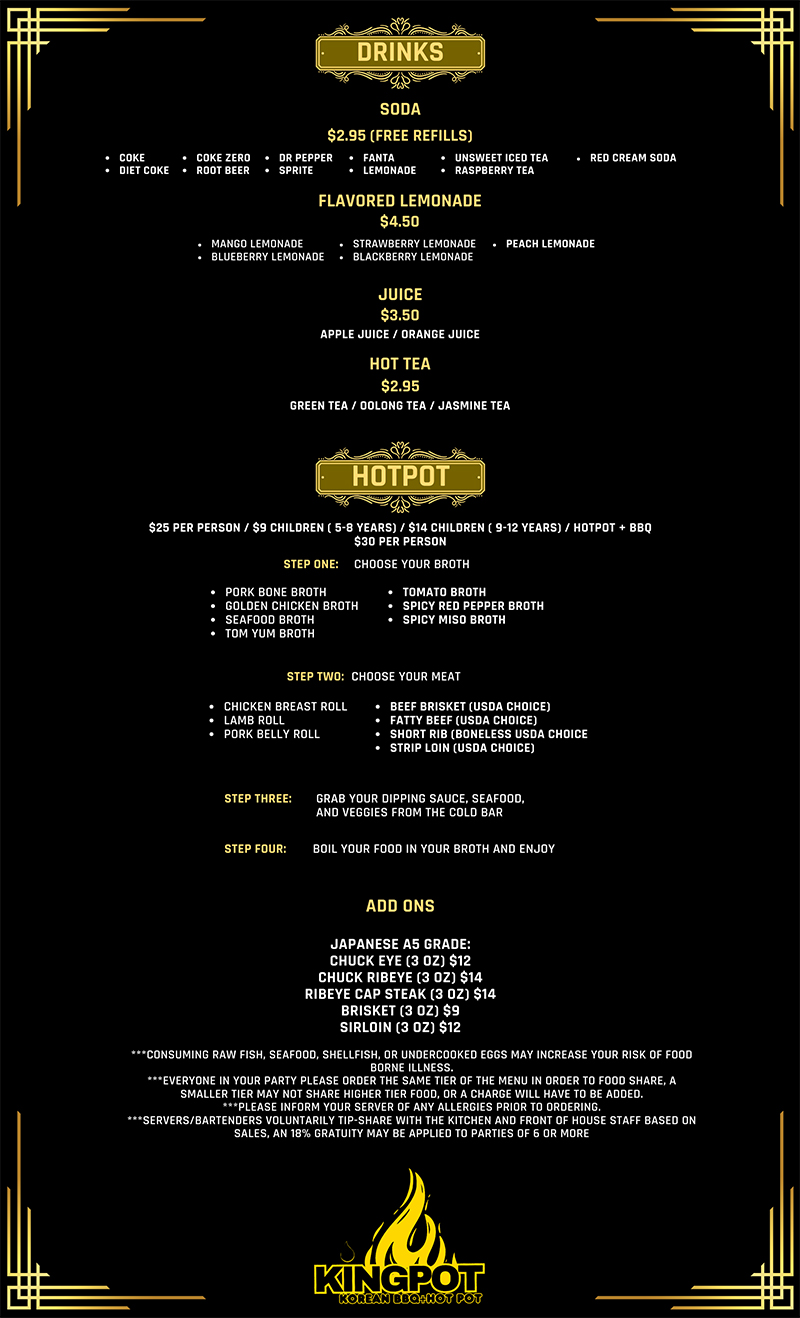 Kingpot Pocatello Korean BBQ & Hotpot Menu 4