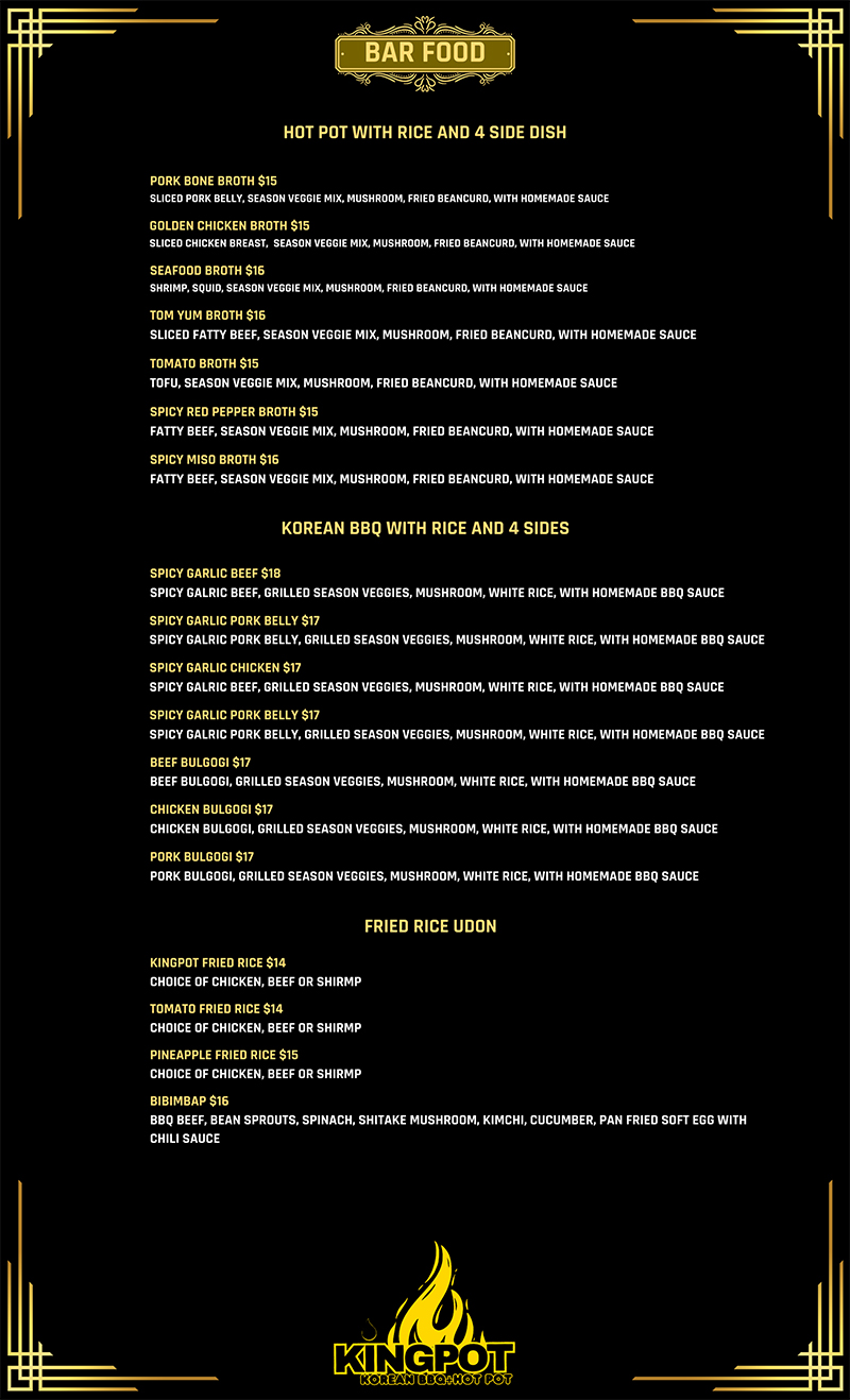 Kingpot Pocatello Korean BBQ & Hotpot Menu 5